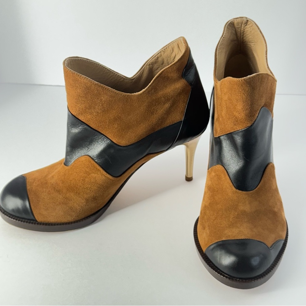 Atalanta Weller Heeled Bootie Avante Garde Brown/Black/Gold Suede & Leather